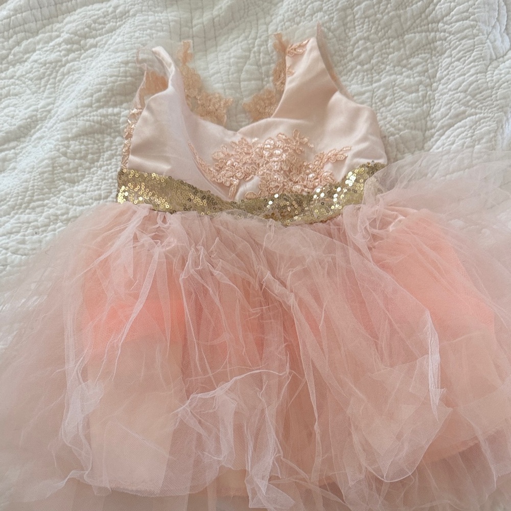 Peach Tulle Sequin Bodice Tutu Dress